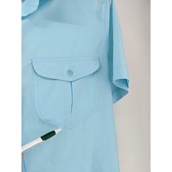 Diane Von Furstenberg Button Shirt Womens 12 Lightweight Poly Blue Shoulder Pads - Picture 8 of 10